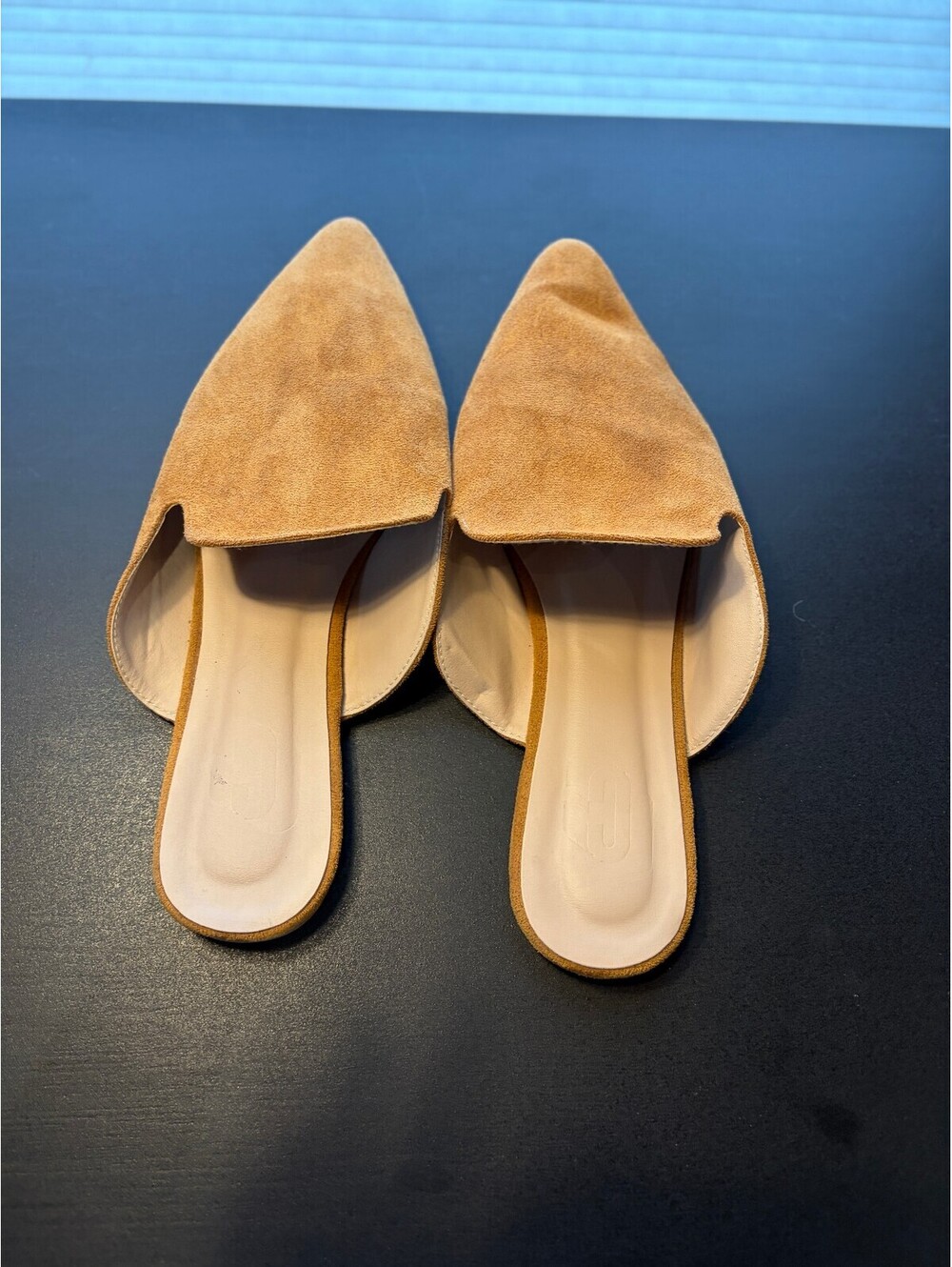 Tan Suede Pointed Toe Mule Flats Slip On Loafers Size 10 Casual Shoes 1110